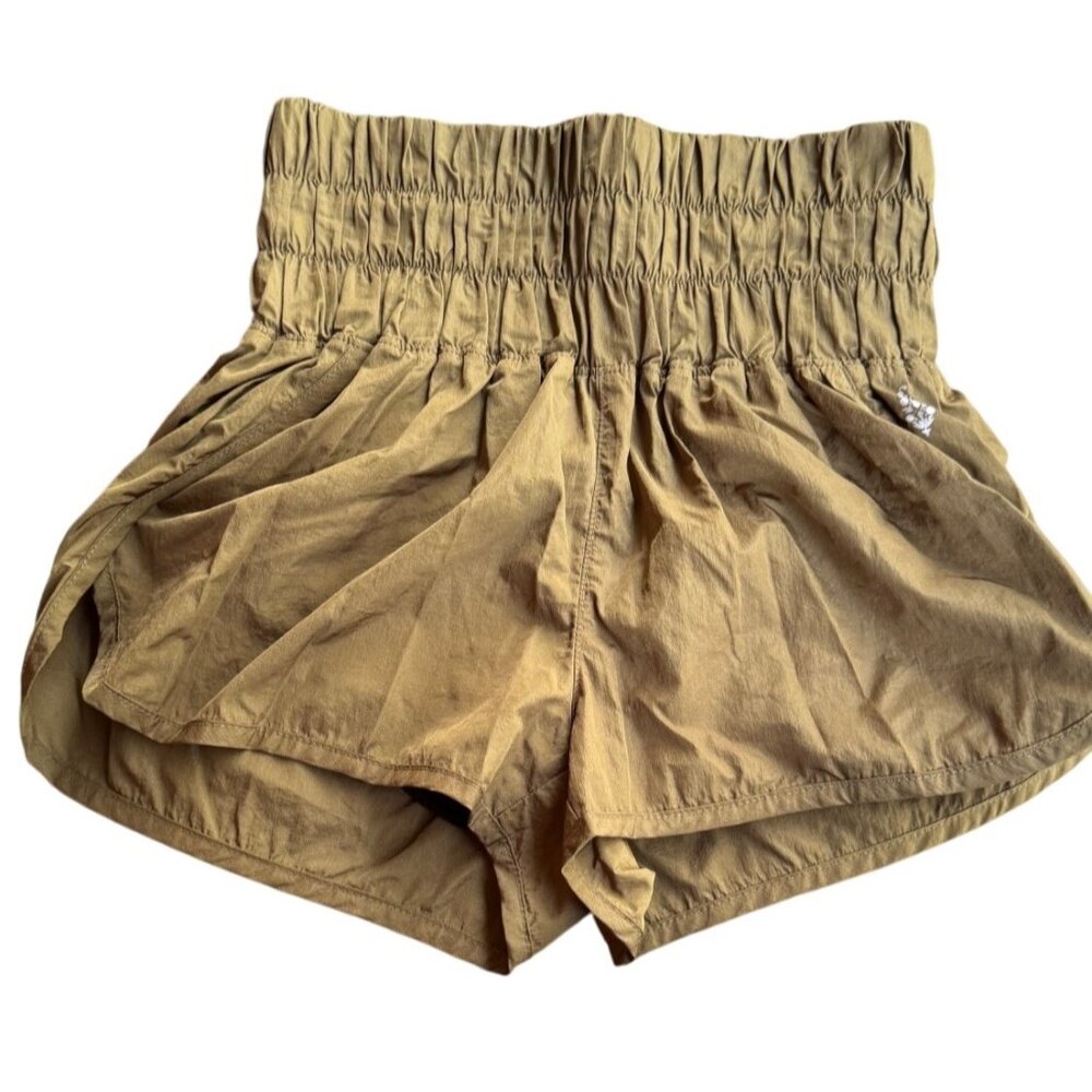 Free People Movement Womens Olive Green XS High-Waisted Elastic Shorts